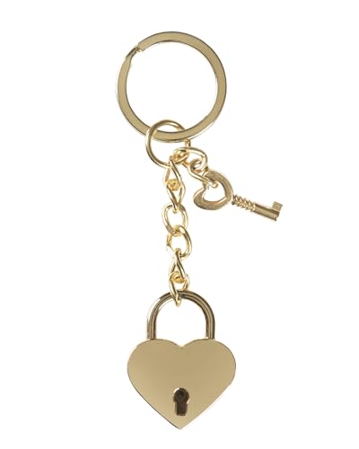 Comix Special – Schlüsselanhänger mit Schloss in Herzform, aus Metall mit polierter Goldoberfläche, Personalisierung mit Logo im Laserdruck, Vorhängeschloss 3 x 0,5 x 3,8 cm, Höhe des von Comix