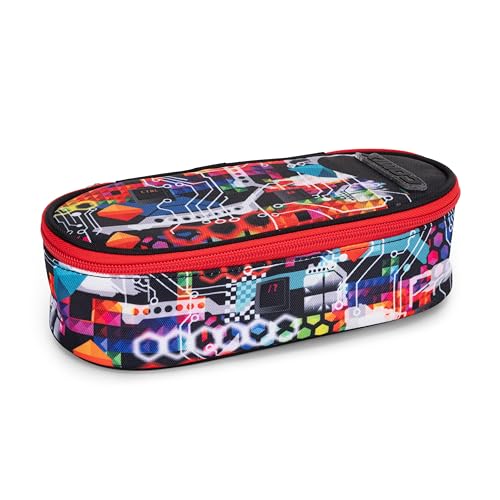 Comix Wave Federmäppchen, oval, für Kinder und Jugendliche, ideal für die Aufbewahrung von Schreibwaren, mit praktischem Reißverschluss, innen mit elastischen Schlaufen an den Seiten, 22 x 5 x 9,5 cm von COMIX