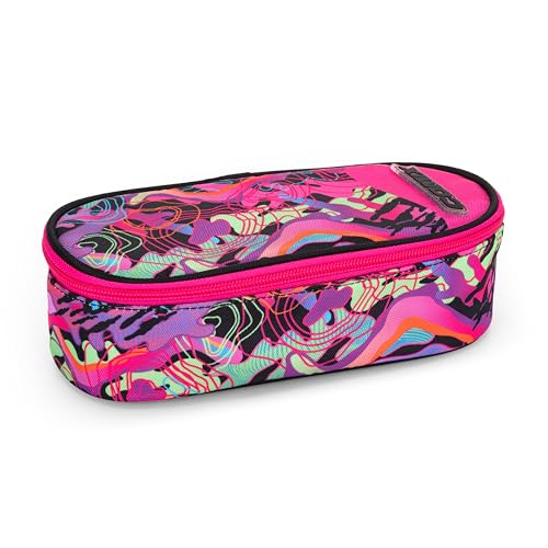 Comix Wave Federmäppchen, oval, für Kinder und Jugendliche, ideal zum Aufbewahren von Schreibwaren, mit praktischem Reißverschluss, innen mit elastischen Schlaufen an den Seiten, 22 x 5 x 9,5 cm von COMIX