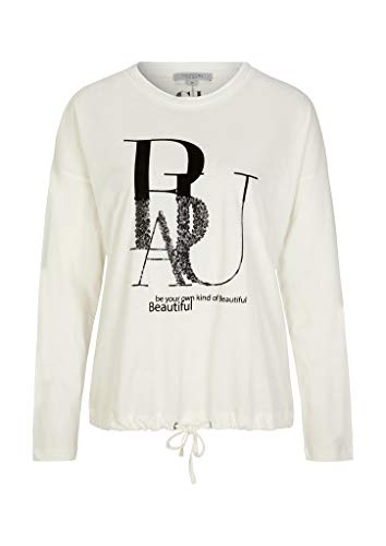 comma Casual Identity Damen Langarmshirt mit Pailletten Light Cream Placed Print 36 von comma