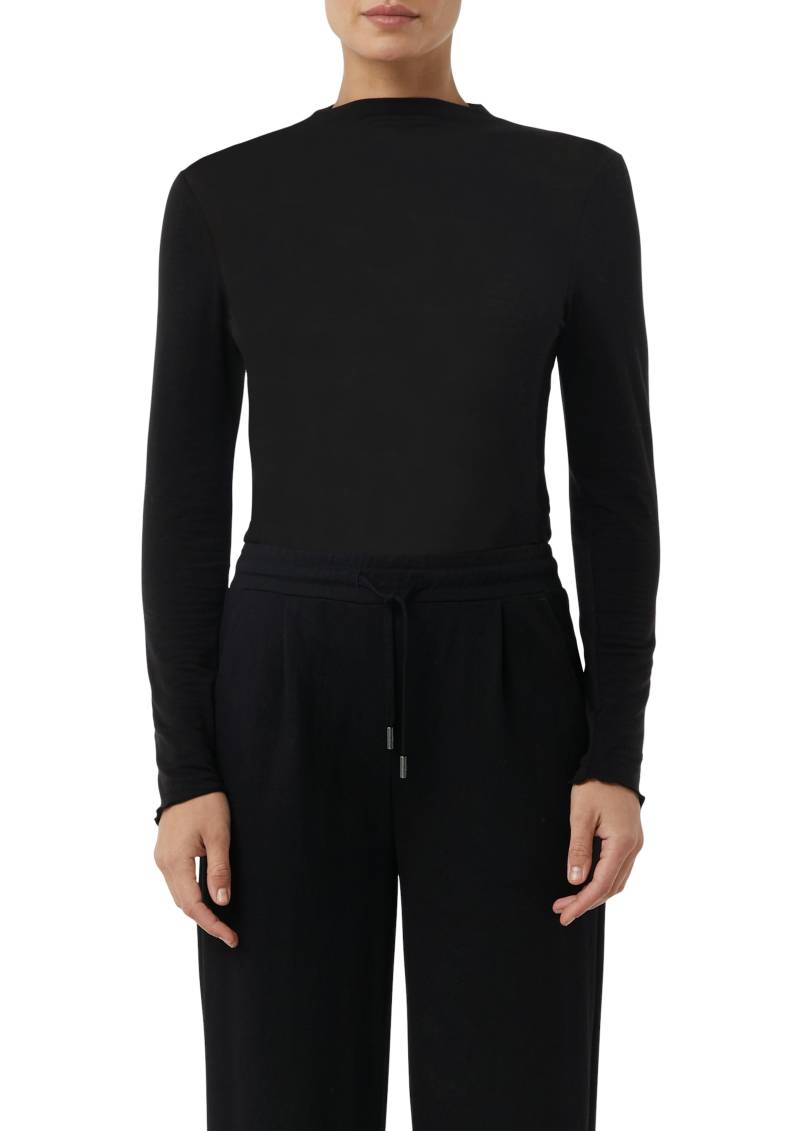 comma casual identity Langarmshirt "semitransparente Optik" hoher Rundhalsausschnitt, casual, slim fit, mit Wolle von Comma Casual Identity