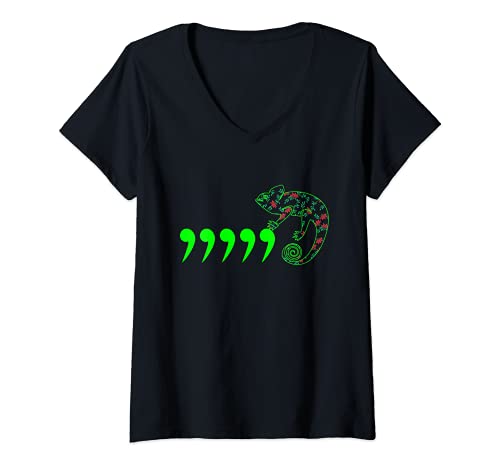 Damen Comma Chamäleon Funny Meme T-Shirt mit V-Ausschnitt von Comma Chameleon Funny Meme TEiE