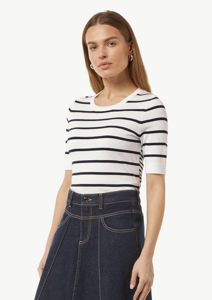 comma 3/4 Arm-Pullover Strickpullover Gestreiftes Strickshirt mit Rippblende von comma