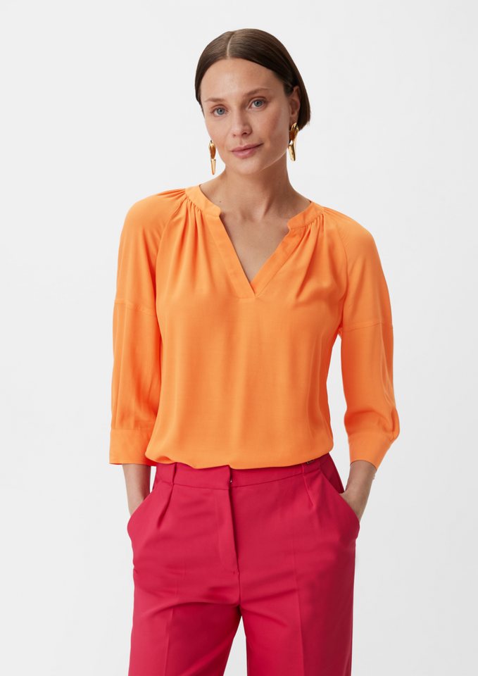 Comma 3/4-Arm-Shirt Bluse aus Crêpe Raffung von Comma