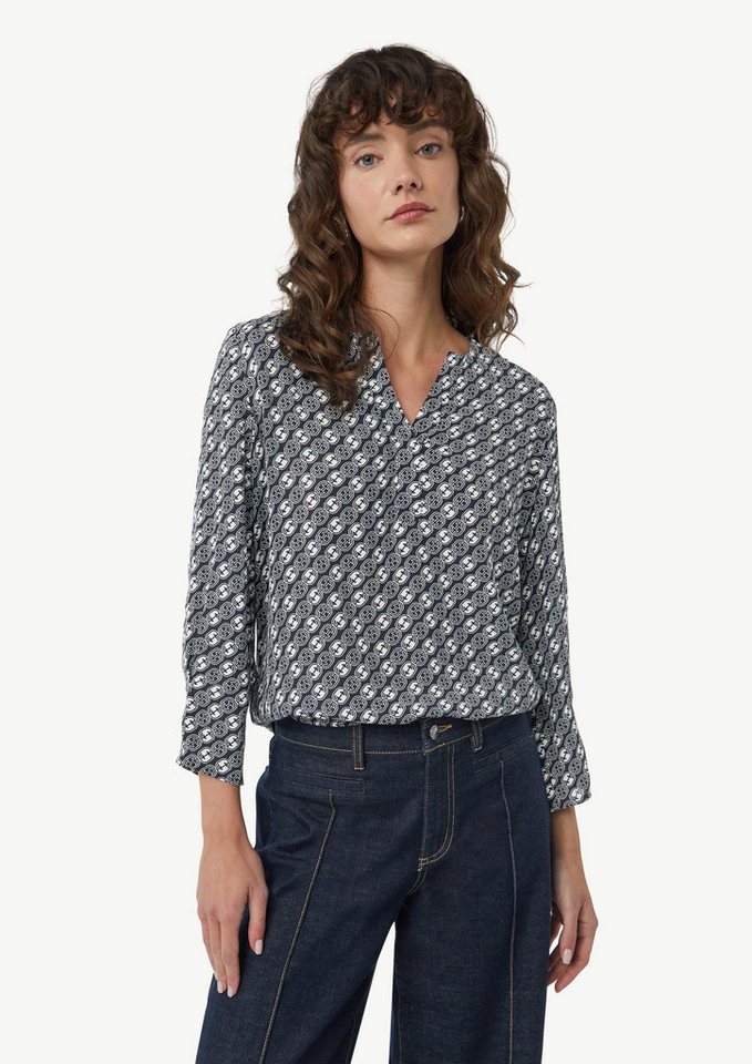 comma Kurzarmbluse Bluse Crêpe-Bluse mit Icon-Muster von comma
