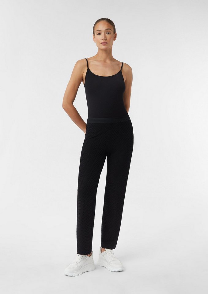 comma Chinos Hose Straight Leg-Hose aus Viskosemix mit Ajourmuster von comma