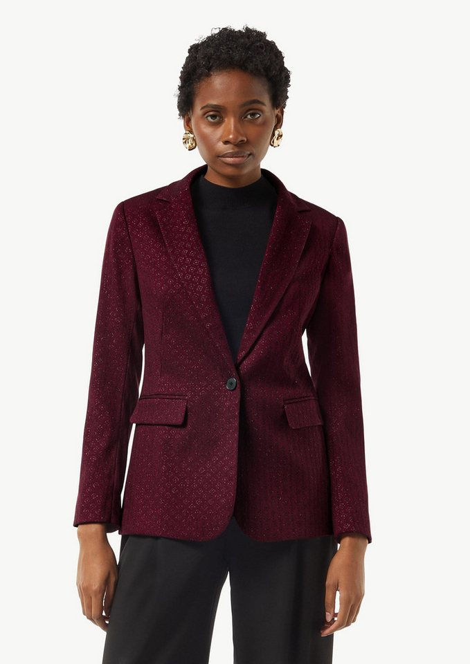 comma Blusenblazer Antaillierter Jacquard-Blazer mit Glitzergarn von comma