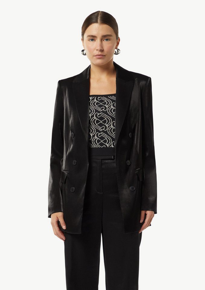comma Jackenblazer Indoor-Blazer Glänzender Blazer mit Zierknöpfen (1-tlg) von comma