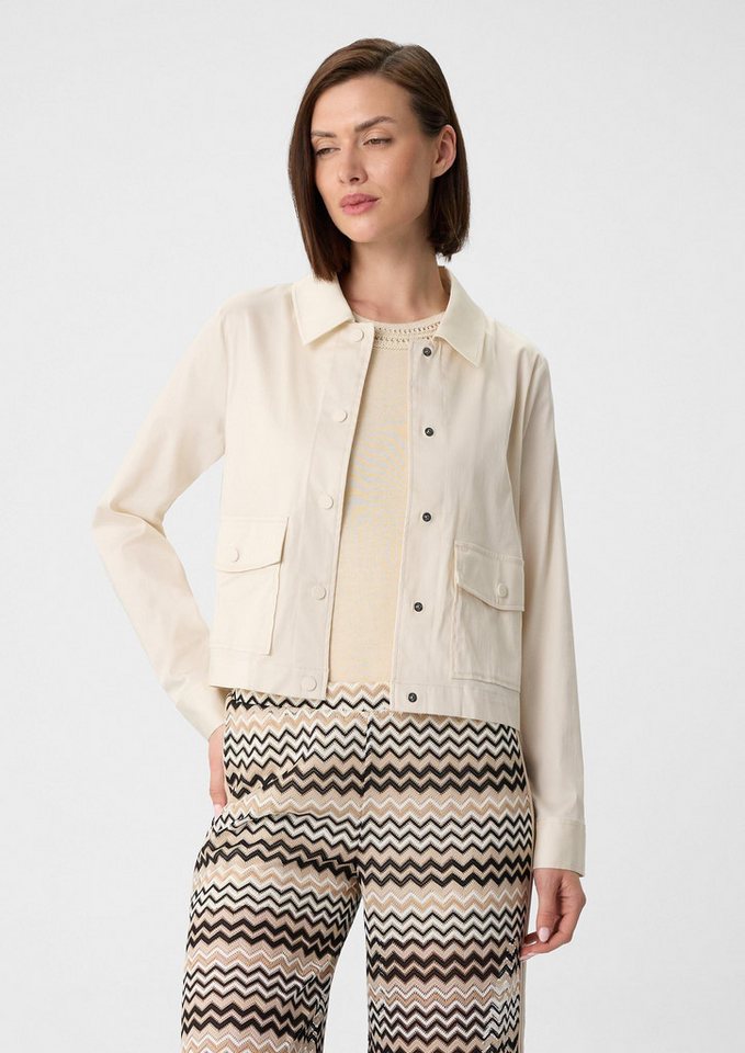 comma Funktionsjacke Indoor-Jacke Leichte Jacke aus Baumwollmix im Boxy Fit mit Hemdkragen von comma