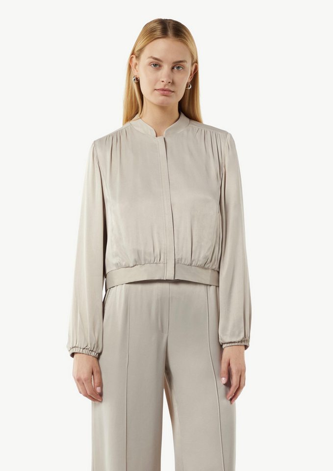 comma Blusenblazer Leichter Blouson aus Satin Raffung von comma