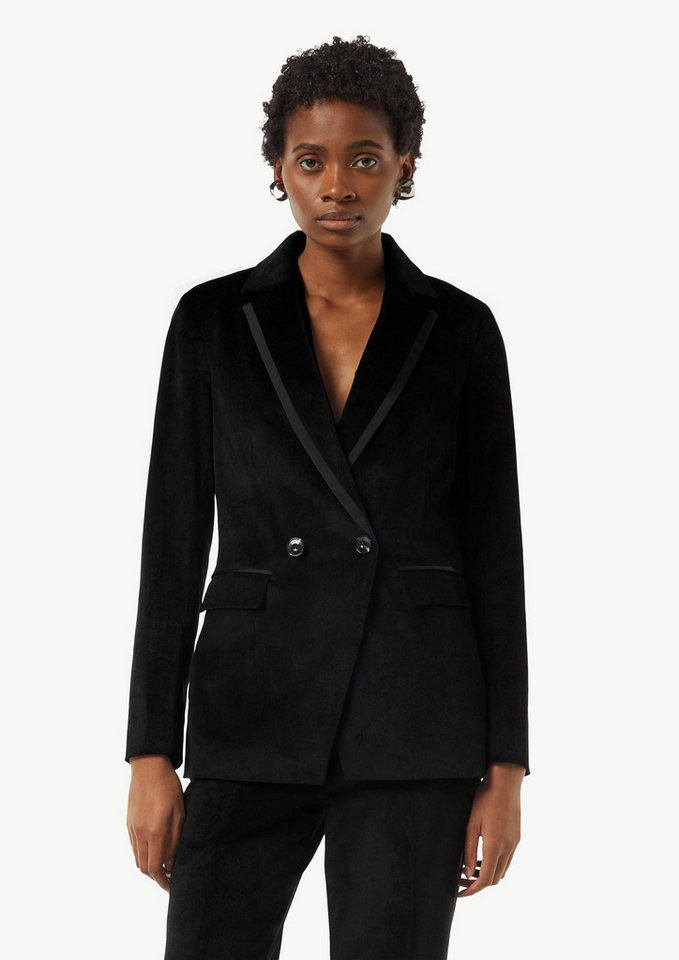 comma Jackenblazer Indoor-Blazer Samt-Blazer mit Satin-Details (1-tlg) comma Jackenblazer Indoor-Blazer Samt-Blazer mit Satin-Details (1-tlg) von comma