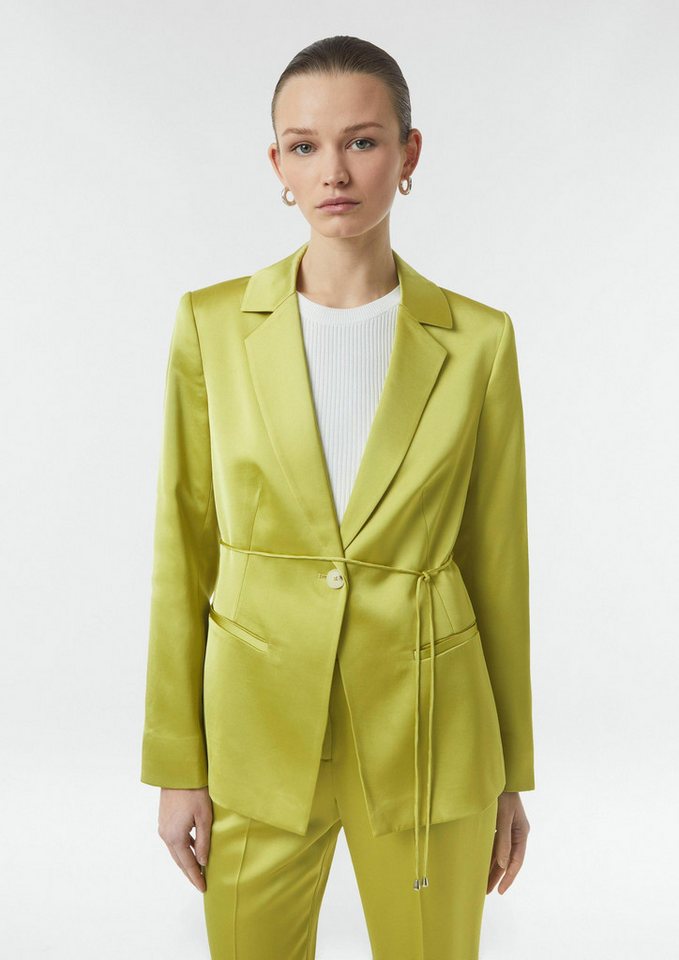 comma Blusenblazer Antaillierter Satin-Blazer mit Bindegürtel von comma