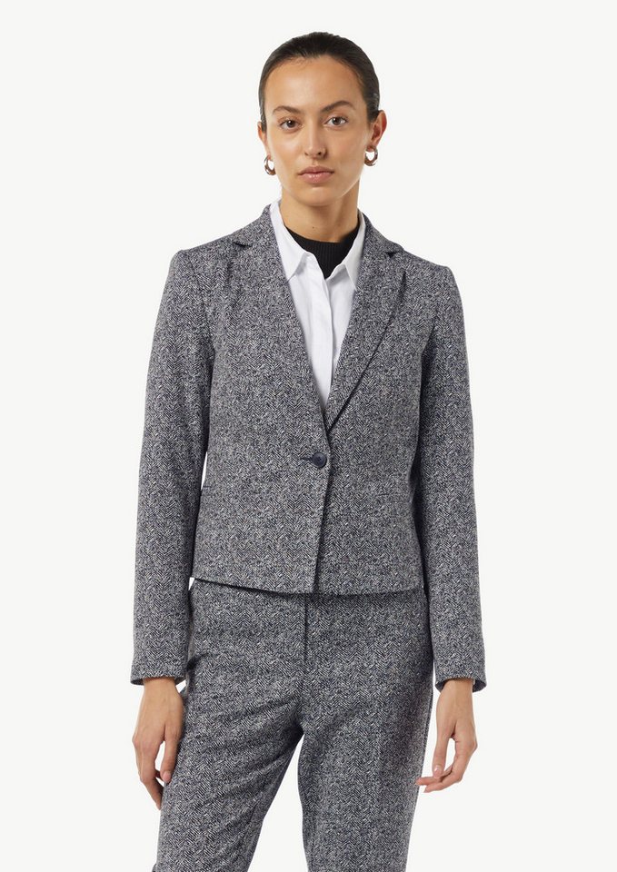 Comma Blusenblazer Taillierter Jacquard-Blazer mit Fischgrat-Muster von Comma