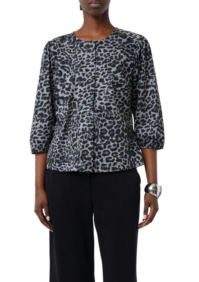 comma Blusentop Popeline-Bluse mit Leo-Print von comma
