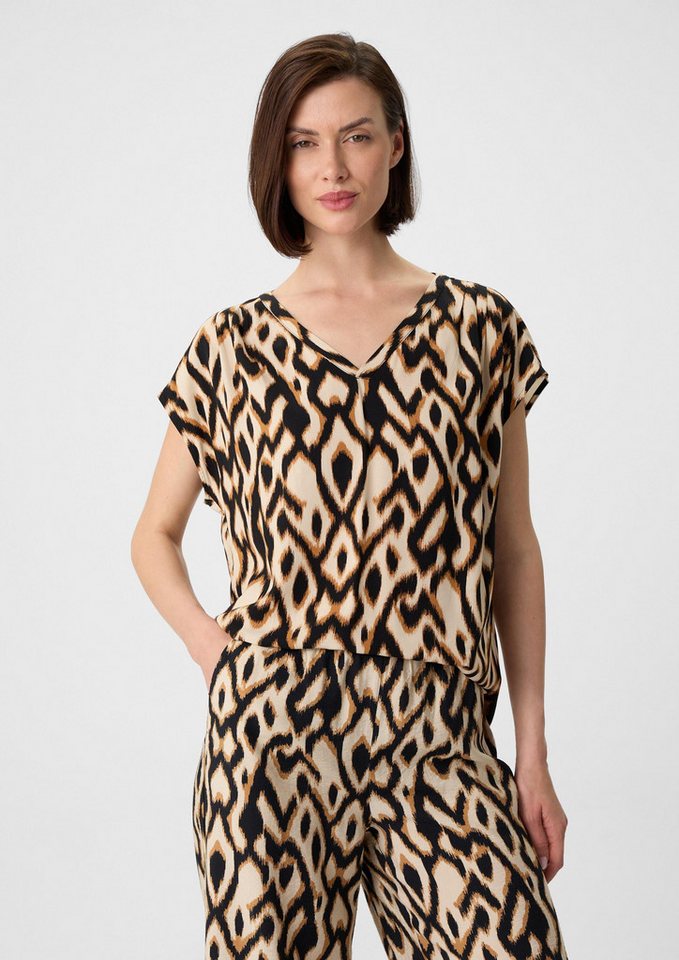 comma Blusentop Bluse Bluse mit All-over-Print und V-Ausschnitt von comma