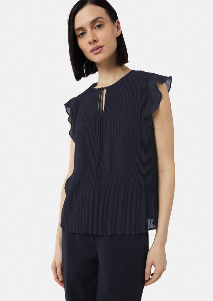 Comma Blusentop Plissierte Bluse mit Bindedetail und Volants von Comma