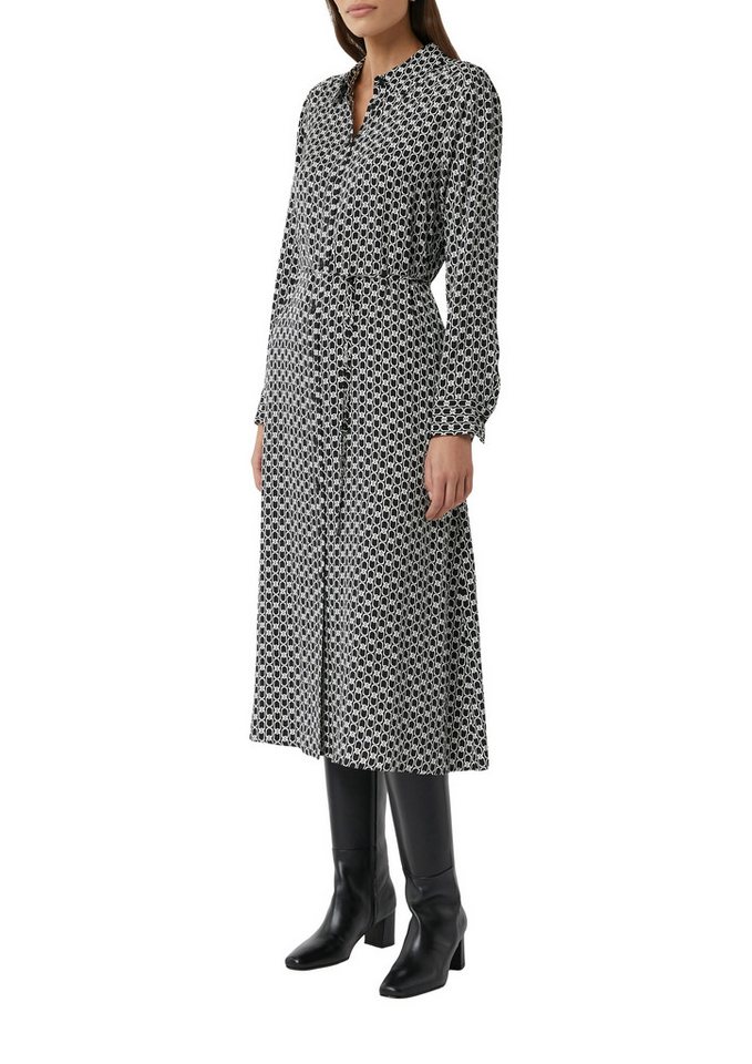 Comma Hemdblusenkleid Sommerkleid mit Eingrifftaschen und All-over-Print von Comma