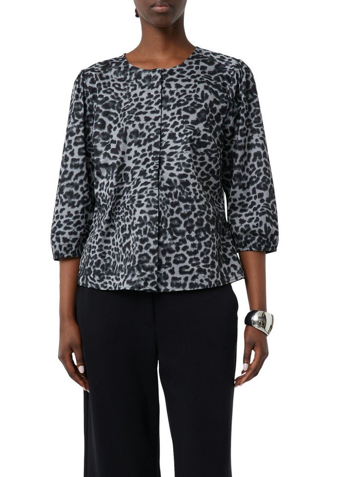 comma Klassische Bluse mit All-Over-Leo Print von comma