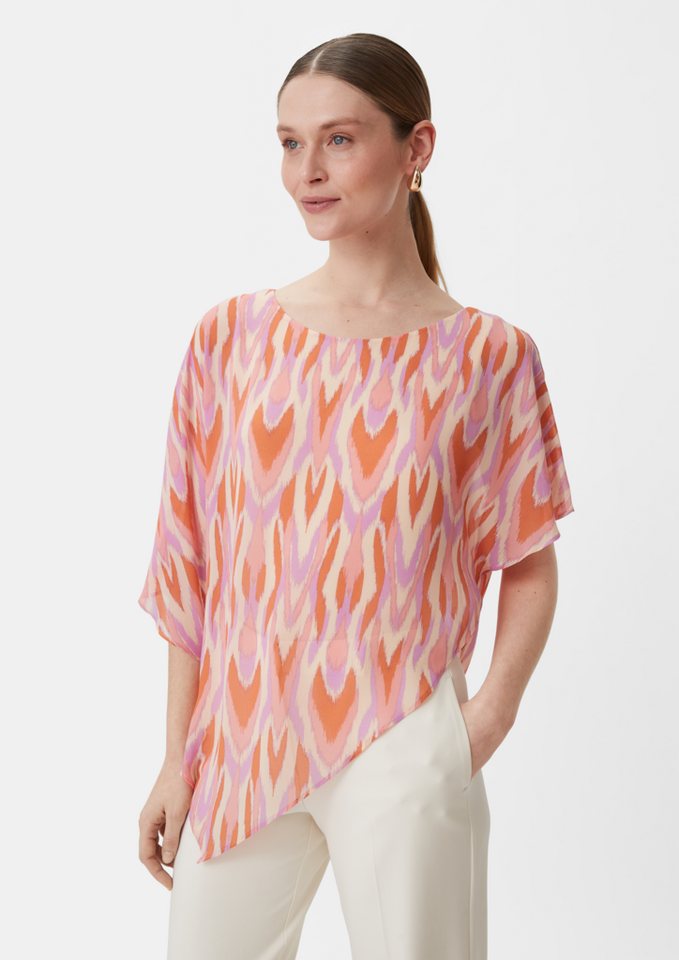 Comma Kurzarmbluse Bluse mit asymmetrischem Chiffon-Overlay von Comma