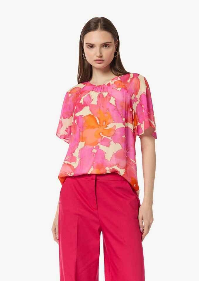 Comma Kurzarmbluse Chiffon-Bluse mit blickdichtem Futter von Comma