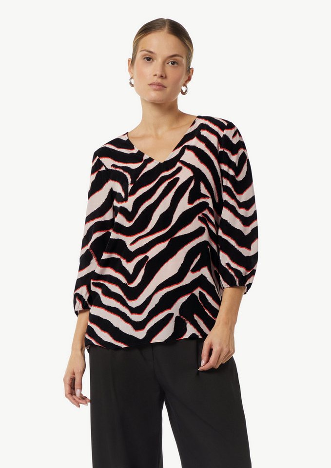 Comma Kurzarmbluse Crêpe-Bluse mit kurzen Ballonärmeln von Comma