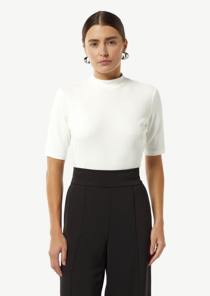 comma Kurzarmshirt Geripptes T-Shirt im Slim Fit von comma