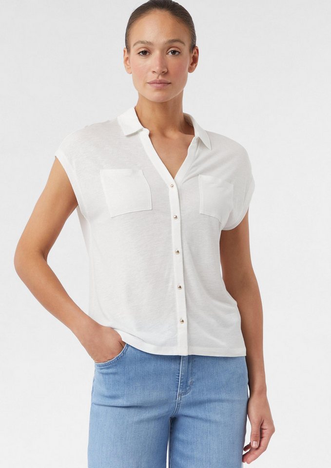 comma Kurzarmshirt T-Shirt Ärmelloses Jersey-Shirt mit aufgesetzten Taschen von comma