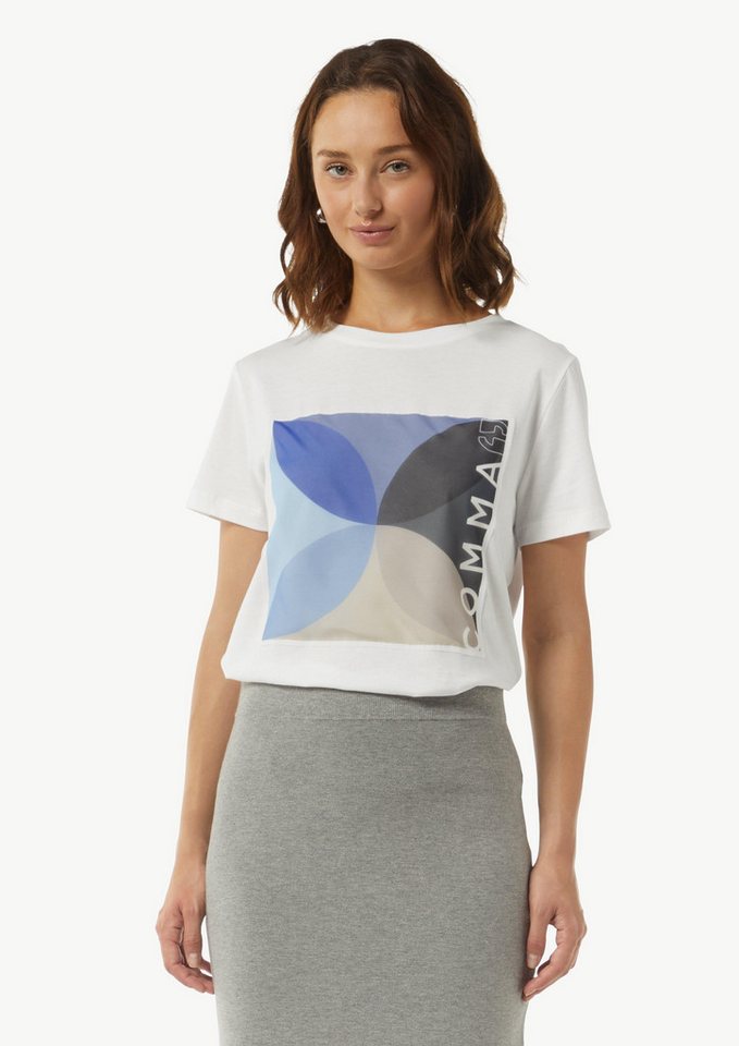Comma Kurzarmshirt Modisches T-Shirt mit Frontprint Artwork von Comma