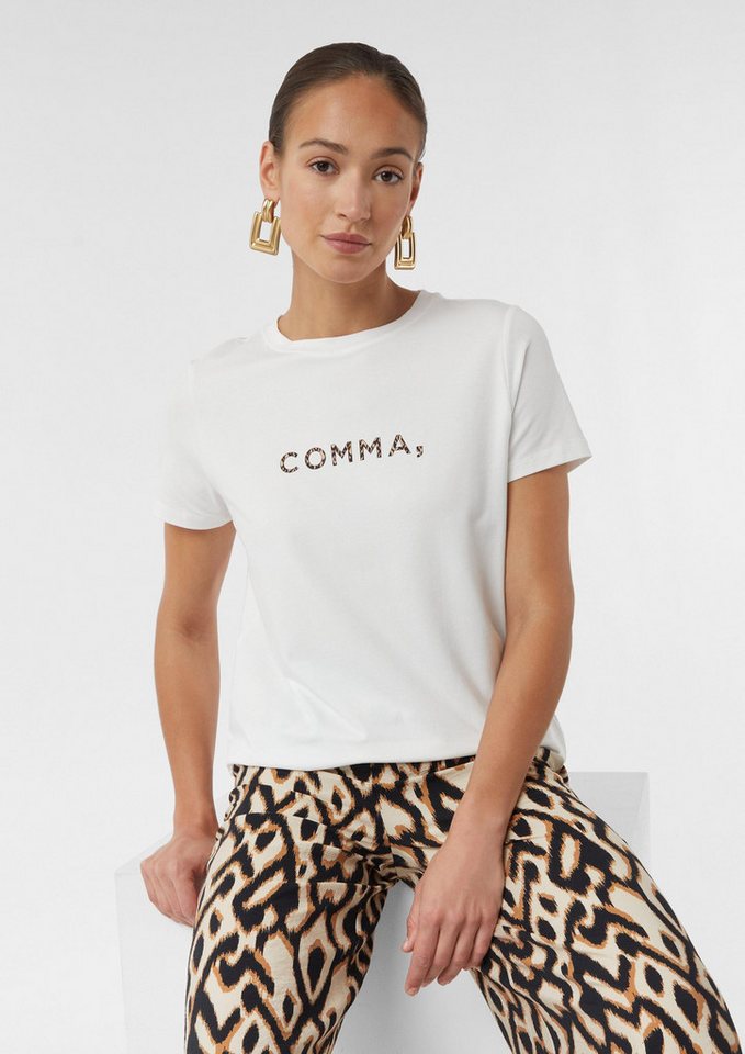 comma Kurzarmshirt T-Shirt T-Shirt aus Baumwollmix mit Frontprint von comma
