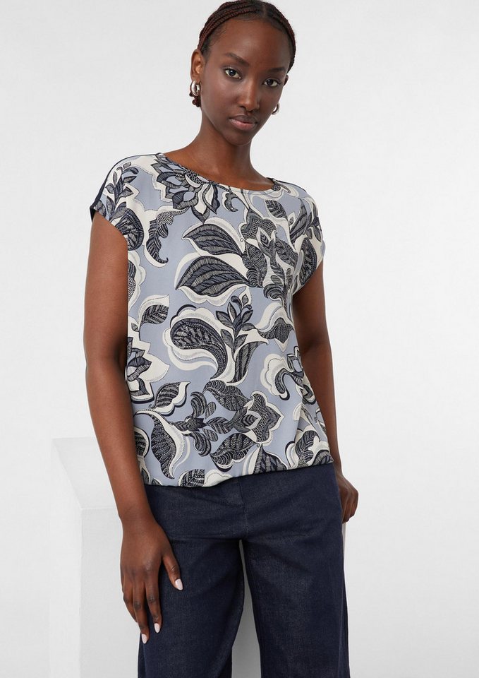 comma Kurzarmshirt T-Shirt T-Shirt im Materialmix und floralem Print comma Kurzarmshirt T-Shirt T-Shirt im Materialmix und floralem Print von comma