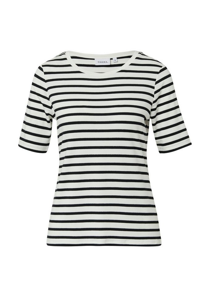 Comma Kurzarmshirt T-Shirt mit Streifen - Regular Fit von Comma