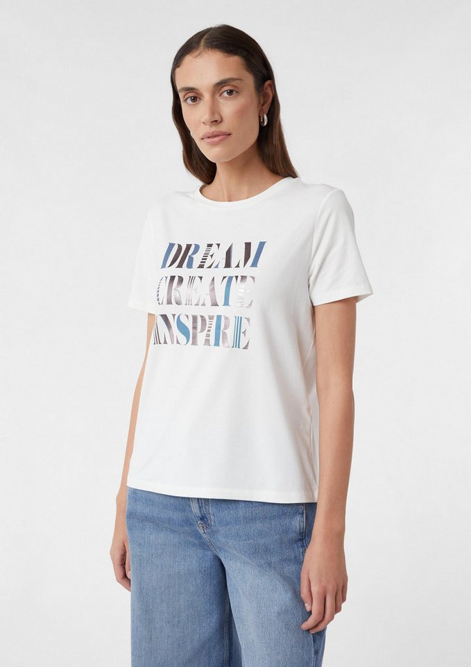 comma Kurzarmshirt T-Shirt T-Shirt mit schimmerndem Frontprint (1-tlg) von comma