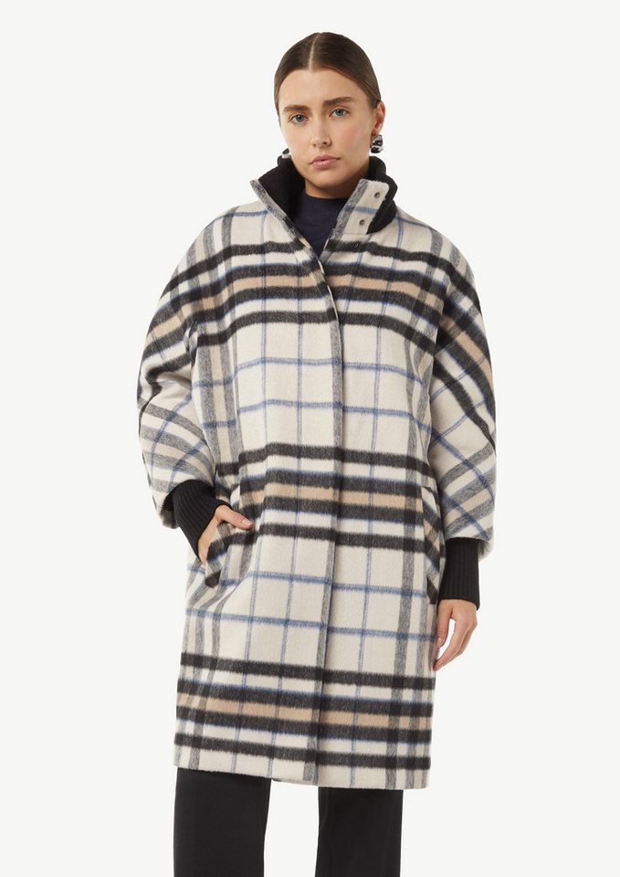 comma Kurzjacke Karierter Mantel mit Strick-Details von comma