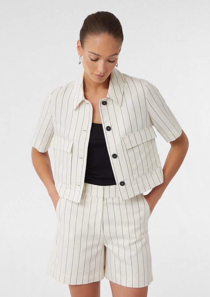 comma Kurzjacke Kurzärmeliges Leinenmix-Overshirt im Boxy Fit von comma