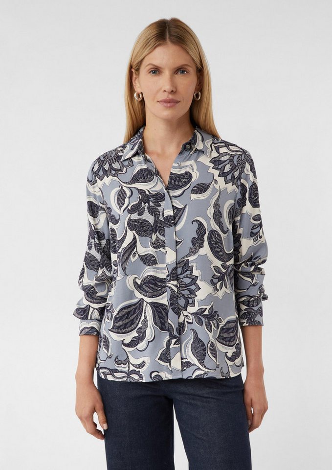 comma Langarmbluse Bluse Bluse mit All-over-Print und verdeckter Knopfleiste von comma