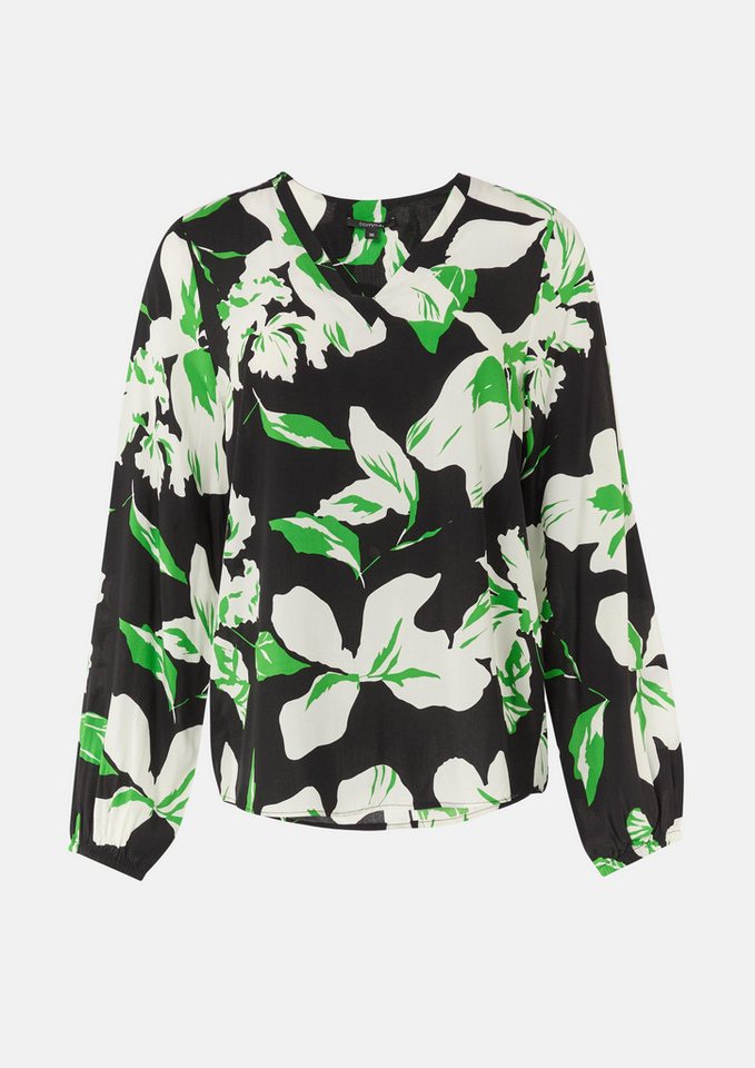 Comma Langarmbluse Gemusterte Bluse mit Gummibündchen am Ärmel Comma Langarmbluse Gemusterte Bluse mit Gummibündchen am Ärmel von Comma