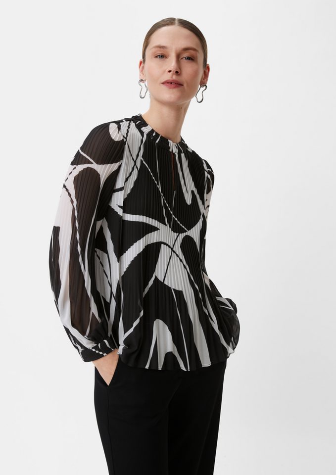 Comma Langarmbluse Bluse mit Plisseefalten von Comma