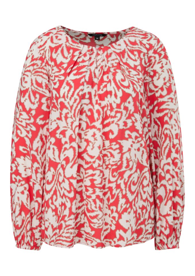 Comma Langarmbluse Bluse mit plissiertem Ausschnitt Comma Langarmbluse Bluse mit plissiertem Ausschnitt von Comma