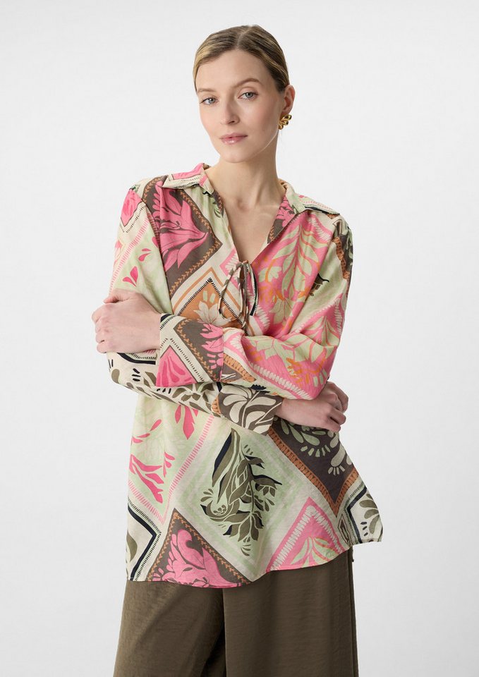 comma Langarmbluse Fließende Longbluse aus Viskosemix mit All-over-Print comma Langarmbluse Fließende Longbluse aus Viskosemix mit All-over-Print von comma