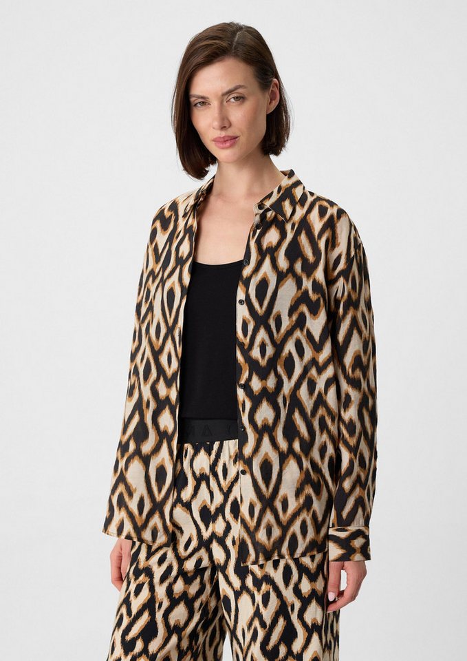 comma Langarmbluse Bluse Lässige Hemdbluse aus Viskosemix mit All-over-Print von comma