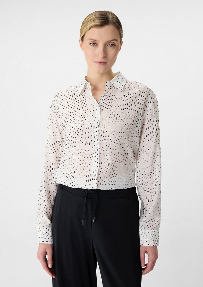 comma Langarmbluse Ramie-Bluse mit All-over-Print von comma