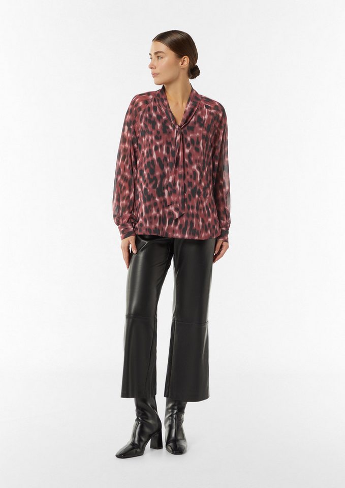 Comma Langarmbluse Chiffon-Bluse mit All-over-Print und Schluppe von Comma