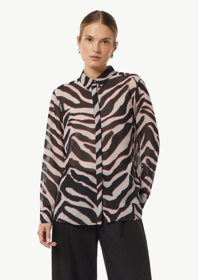 Comma Langarmbluse Chiffon-Bluse mit Hemdkragen von Comma