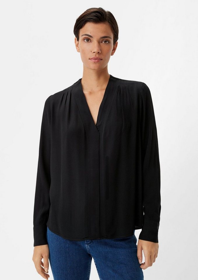 Comma Langarmbluse Crêpe-Bluse mit Plisseefalte von Comma
