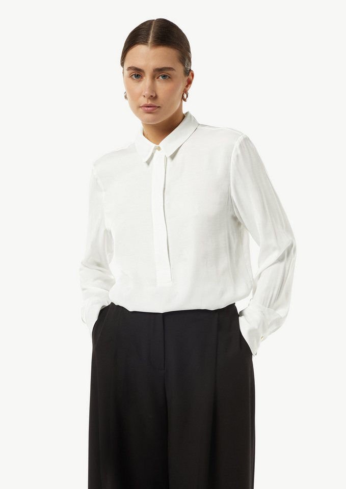 Comma Langarmbluse Elegante Satinbluse mit verdeckter Knopfleiste von Comma