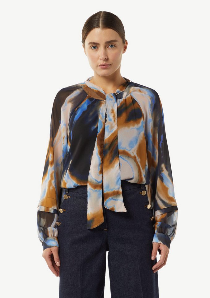 Comma Langarmbluse Gemusterte Schluppenbluse aus Chiffon von Comma