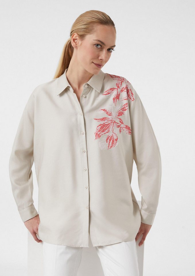 comma Langarmbluse Bluse Hemdbluse mit Fledermausärmeln und floralem Print von comma