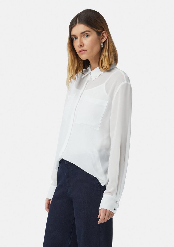 Comma Langarmbluse Leicht transparente Bluse mit verdeckter Knopfleiste von Comma
