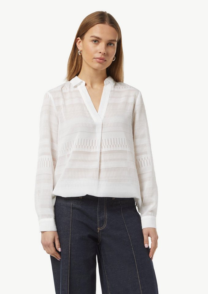 Comma Langarmbluse Oversized Bluse aus transparentem Jacquard von Comma
