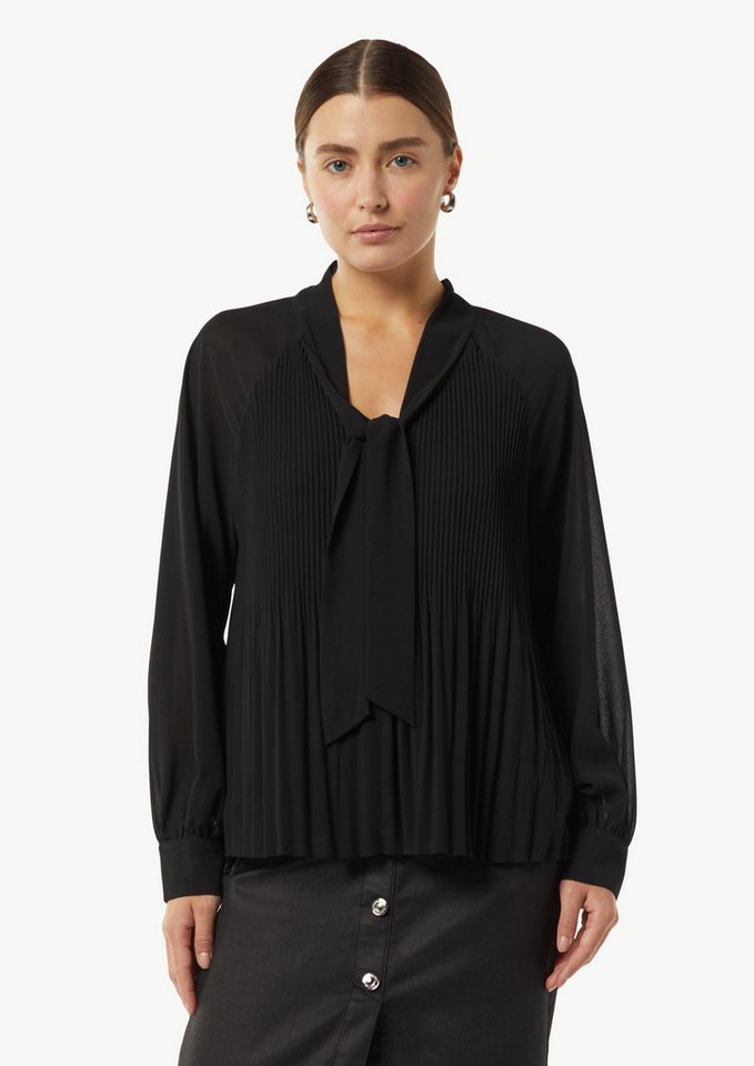 Comma Langarmbluse Plissierte Chiffon-Bluse mit Schleifen-Detail von Comma